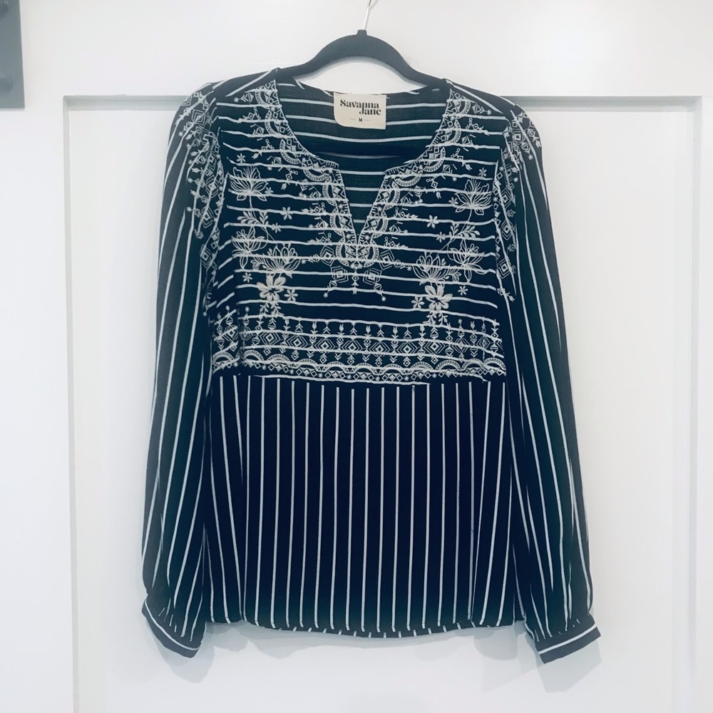Savannah Jane Blouse Black & White